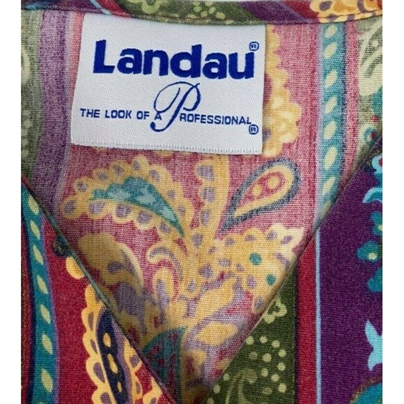 Colorful Landau Scrub Top Button Down Front with Pockets - Picture 2 of 6